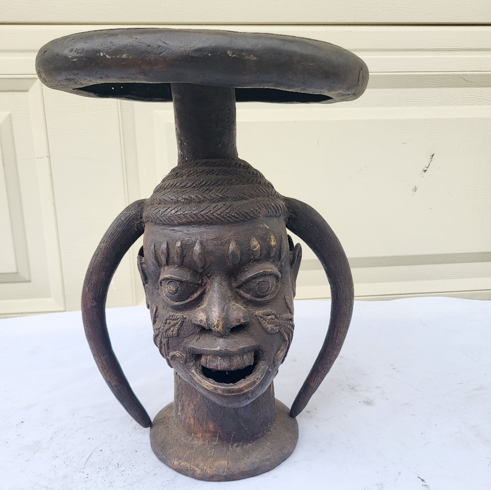 Incredible African Bronze Janus Stool